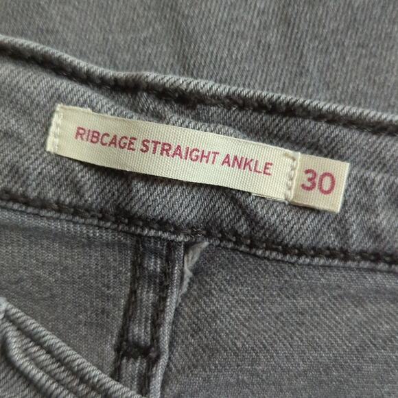Levi's Rib Cage Straight Ankle Gray Wash Super High Rise Jeans - Picture 3 of 4